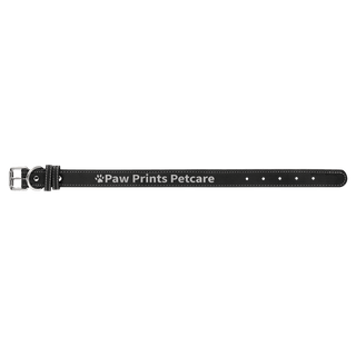 Black/Silver Medium 19" x 1" Laserable Leatherette Dog Collar