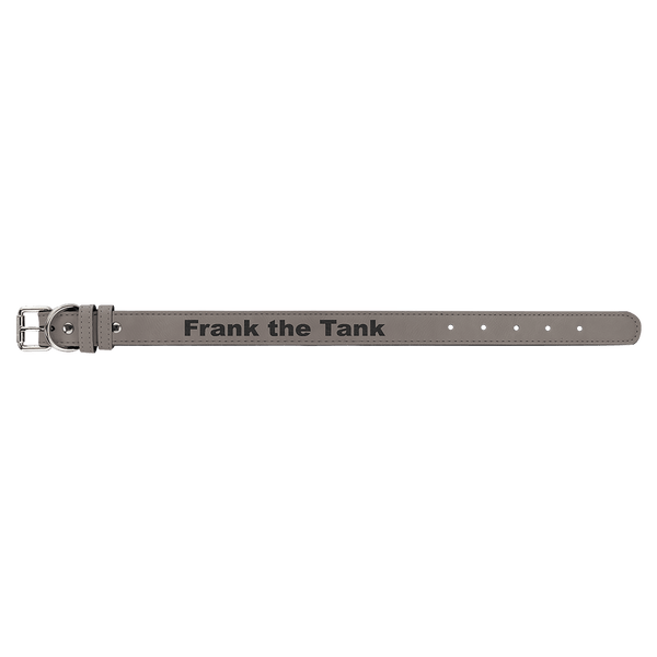 Gray Medium 19" x 1" Laserable Leatherette Dog Collar