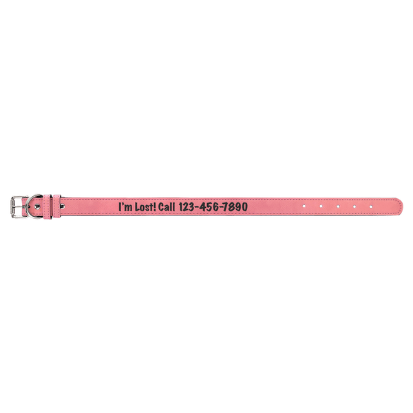 Pink Large 23" x 1" Laserable Leatherette Dog Collar