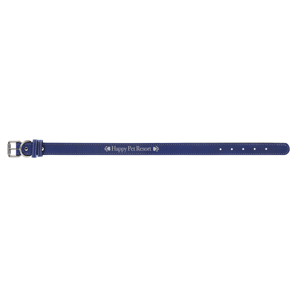 Blue/Silver Large 23" x 1" Laserable Leatherette Dog Collar