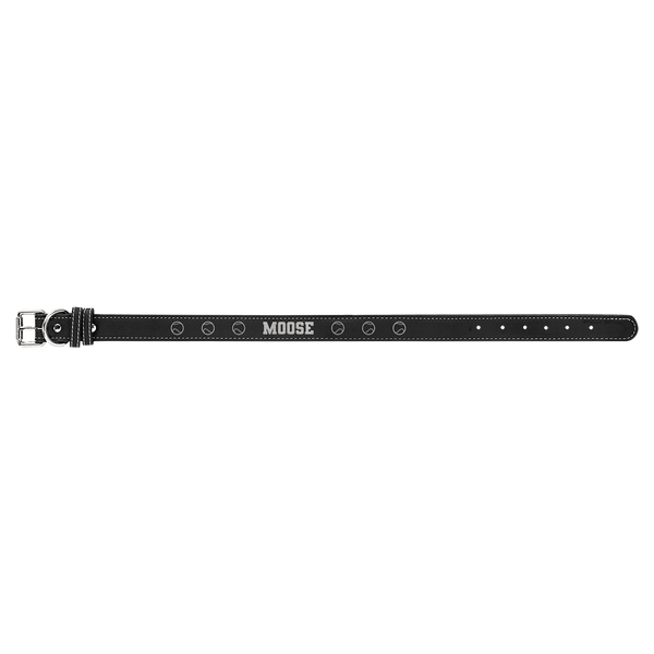 Black/Silver Extra Large 27" x 1 1/4" Laserable Leatherette Dog Collar