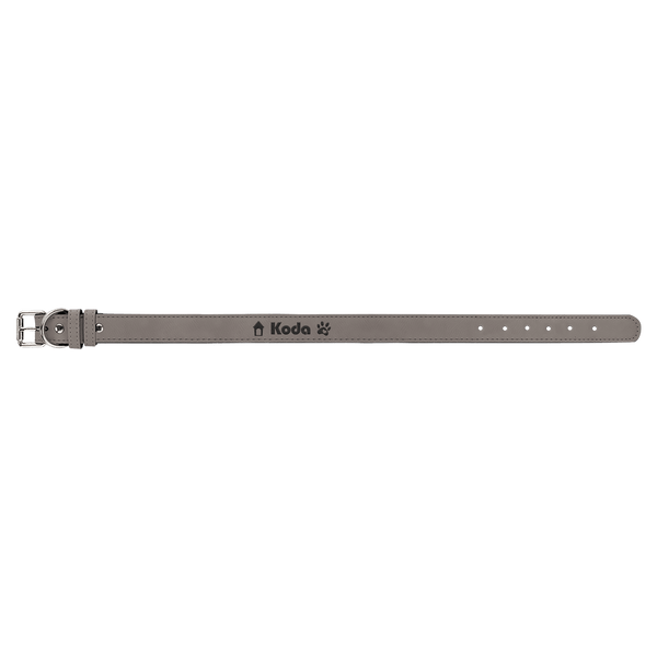 Gray Extra Large 27" x 1 1/4" Laserable Leatherette Dog Collar