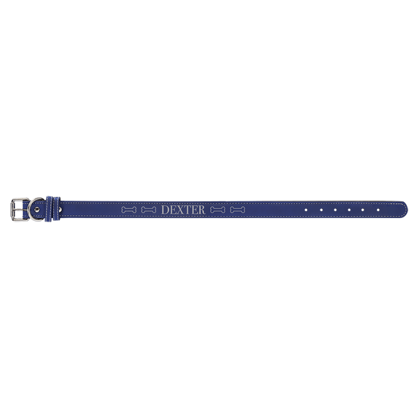 Blue/Silver Extra Large 27" x 1 1/4" Laserable Leatherette Dog Collar