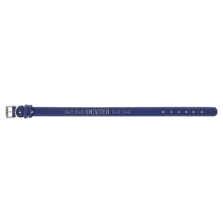 Blue/Silver Extra Large 27" x 1 1/4" Laserable Leatherette Dog Collar