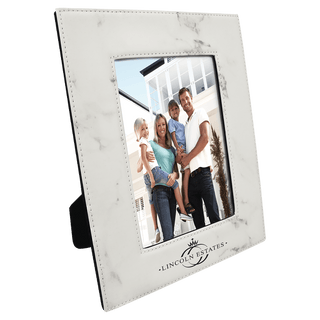 5" x 7" White Marble Laserable Leatherette Photo Frame