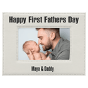 White/Black 4" x 6" Laserable Leatherette Photo Frame