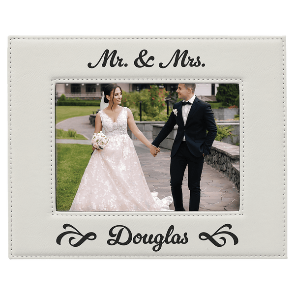 White 5" x 7" Laserable Leatherette Photo Frame