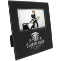 Black/Silver 4" x 6" Leatherette Photo Frame with 4 1/4" x 7 7/8" Engraving Area