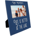 Blue/Silver 4" x 6" Leatherette Photo Frame with 4 1/4" x 7 7/8" Engraving Area