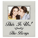 White 4" x 6" Leatherette Photo Frame with 4 1/4" x 7 7/8" Engraving Area