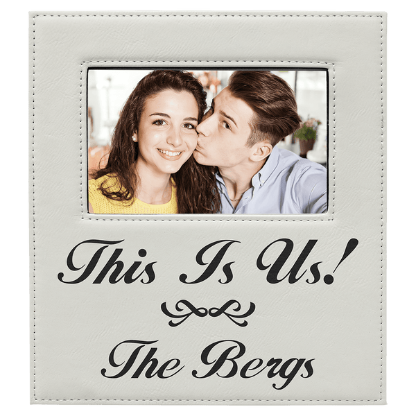White 4" x 6" Leatherette Photo Frame with 4 1/4" x 7 7/8" Engraving Area
