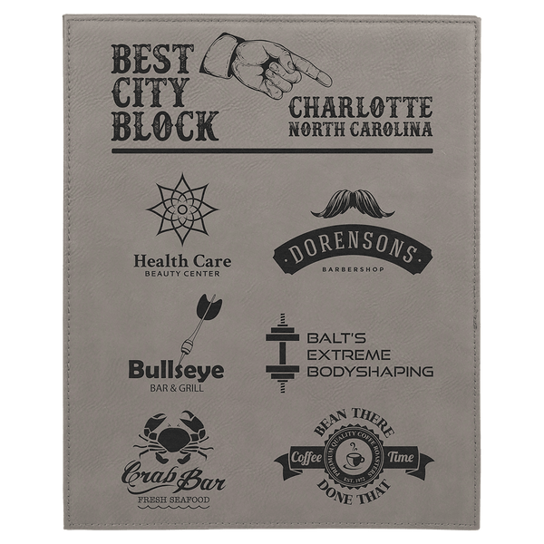 Gray 8" x 10" Laserable Leatherette Plaque