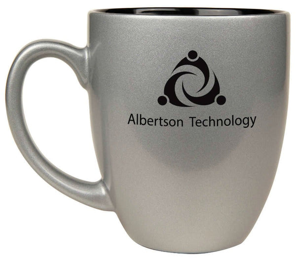 Silver 16 oz. Ceramic Bistro LazerMug