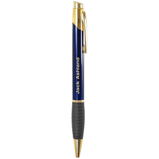 Blue Brass Gloss Ballpoint Pen with Gripper