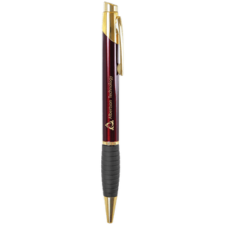 Gloss Burgundy Brass Ballpoint Pen with Gripper