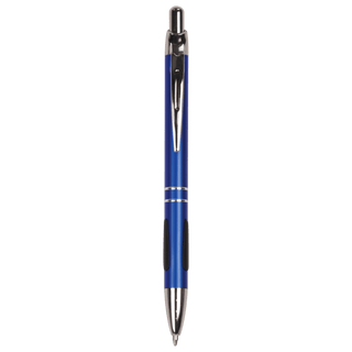 Blue with Silver Trim Laserable Pen with Gripper