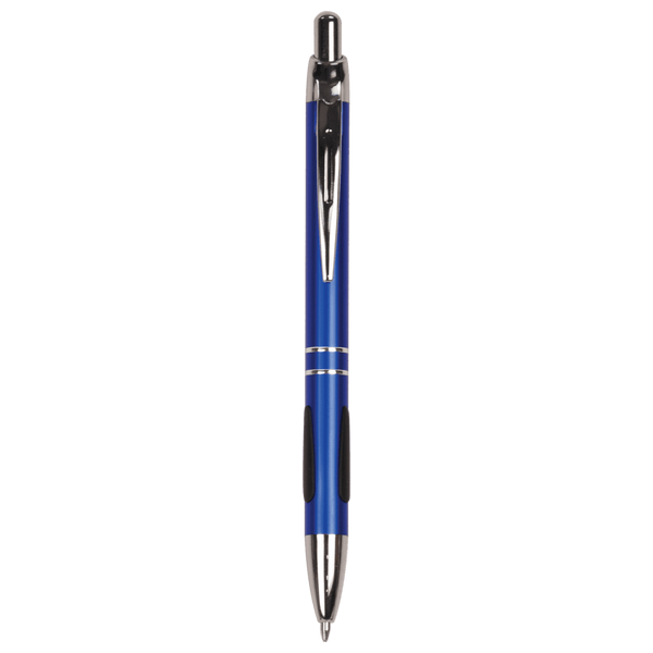 Blue with Silver Trim Laserable Pen with Gripper