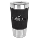 Black/Silver Polar Camel 20 oz. Laserable Leatherette Tumbler with Clear Lid