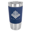 Blue/Silver Polar Camel 20 oz. Laserable Leatherette Tumbler with Clear Lid
