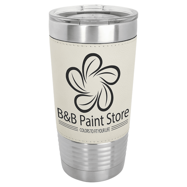 White Black Polar Camel 20 oz. Laserable Leatherette Tumbler with Clear Lid