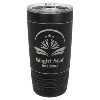 Black with Black/Silver Polar Camel 20 oz. Leatherette Tumbler with Slider Lid