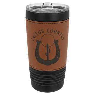 Black with Rawhide Polar Camel 20 oz. Leatherette Tumbler with Slider Lid