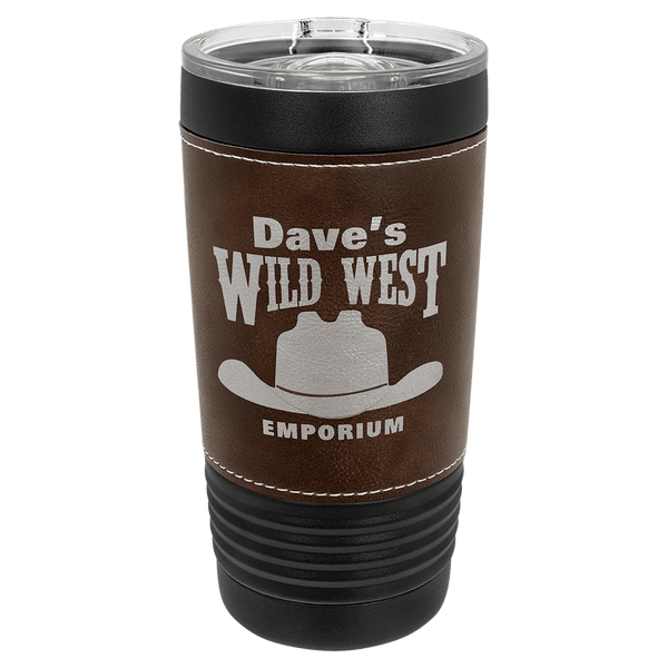 Black with Rustic Polar Camel 20 oz. Leatherette Tumbler with Slider Lid