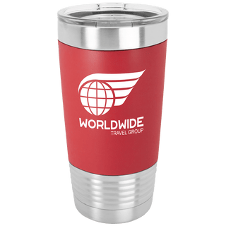 Red/White Polar Camel 20 oz. Tumbler with Silicone Grip and Clear Lid