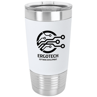 White/Black 20 oz. Polar Camel Tumbler with Silicone Grip and Clear Lid