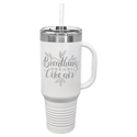 White Polar Camel 40 oz. Travel Mug with Snap Lid & Straw