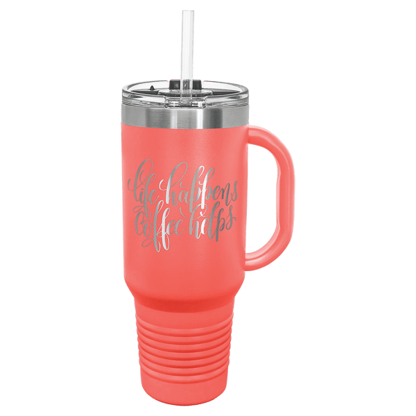 Coral Polar Camel 40 oz. Travel Mug with Snap Lid & Straw