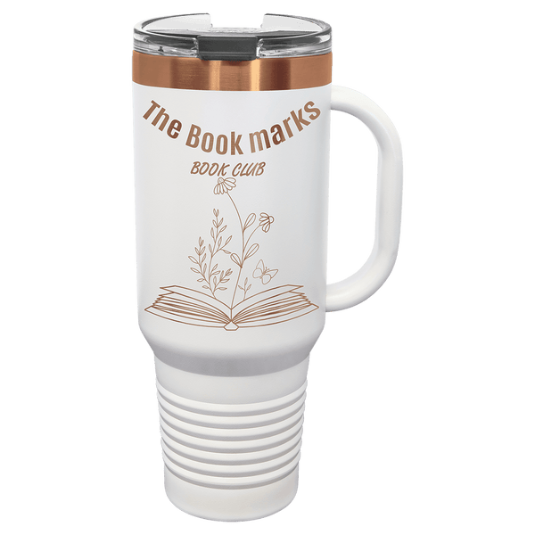 White Rose Gold Polar Camel 40 oz. Travel Mug with Handle & Straw