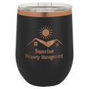 Black/Rose Gold Polar Camel 12 oz. Stemless Wine Tumbler