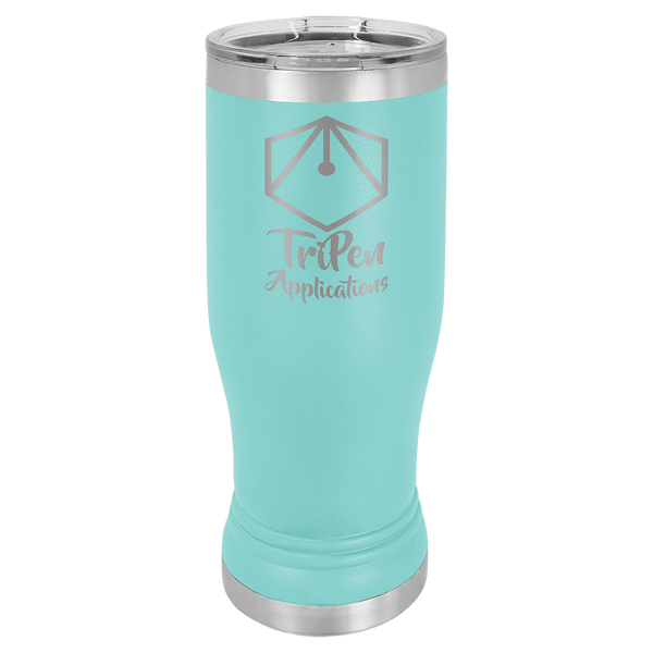 Teal 14 oz. Polar Camel Pilsner with Clear Lid