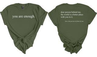 Buy military-green You Are Enough Unisex Tee - Crawford County Suicide Prevention Coalition