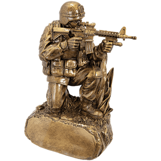 9 1/4" Antique Gold Military Resin Kneeling with Grass