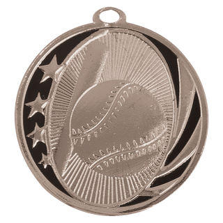 Bright Silver 2" Baseball/Softball Laserable MidNite Star Medal