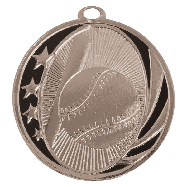 Bright Silver 2" Baseball/Softball Laserable MidNite Star Medal
