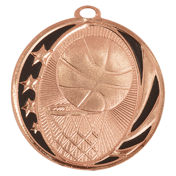 Bright Bronze 2" Basketball Laserable MidNite Star Medal