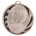 Bright Silver 2" Basketball Laserable MidNite Star Medal