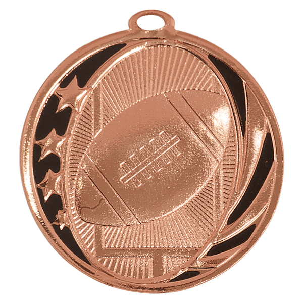 Bright Bronze 2" Football Laserable MidNite Star Medal