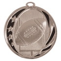Bright Silver 2" Football Laserable MidNite Star Medal