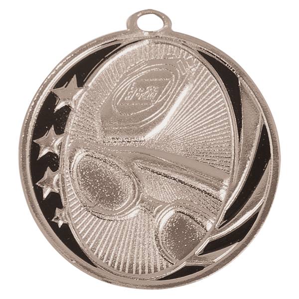 Bright Silver 2" Swimming Laserable MidNite Star Medal