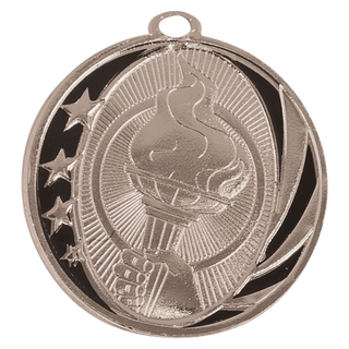 Bright Silver 2" Torch Laserable MidNite Star Medal