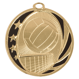 Bright Gold 2" Volleyball Laserable MidNite Star Medal