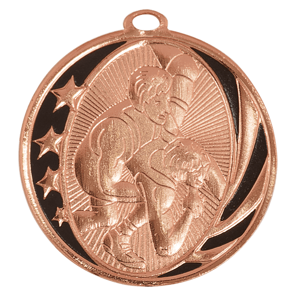 Bright Bronze 2" Wrestling Laserable MidNite Star Medal