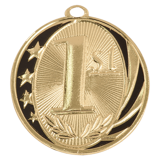 2" Bright Gold 1st Place Laserable MidNite Star Medal