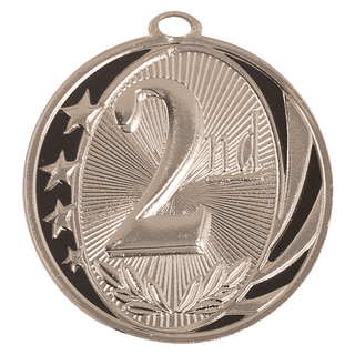 2" Bright Silver 2nd Place Laserable MidNite Star Medal