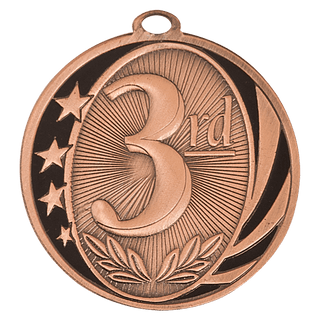2" Bright Bronze 3rd Place Laserable MidNite Star Medal