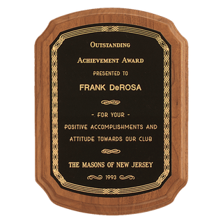 10 1/2" x 13" Coventry Series American Walnut Plaque with Gold Border Laserable Black Brass Plate